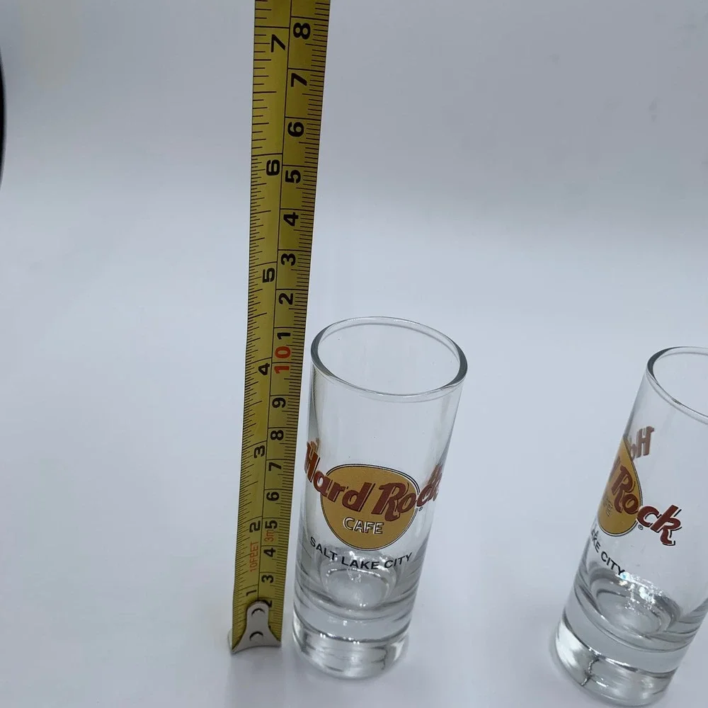 Hard Rock Cafe Shot Glass Set Salt‎ Lake City Clear Excellent Tall Shooter 2pc